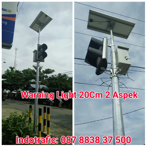 Lampu LED Warning Light Solar Cell 20 Cm 2 Aspek