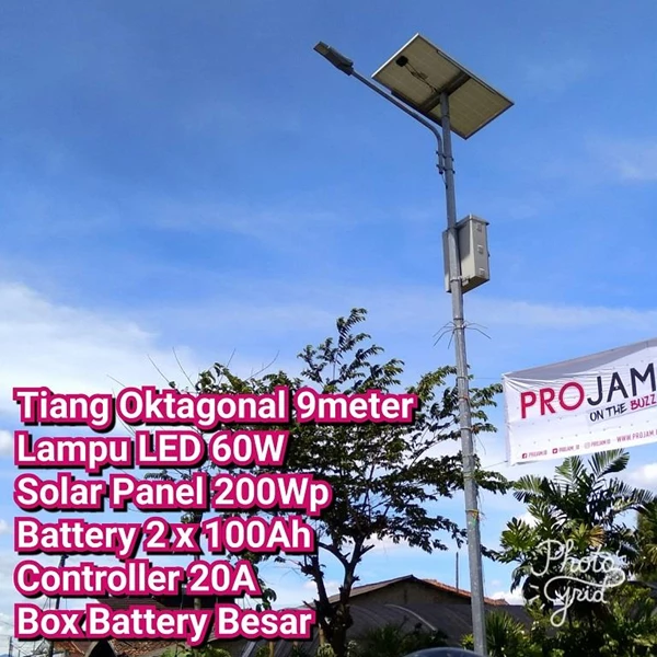 Lampu Jalan PJU LED Hokistar 60W Solar Cell