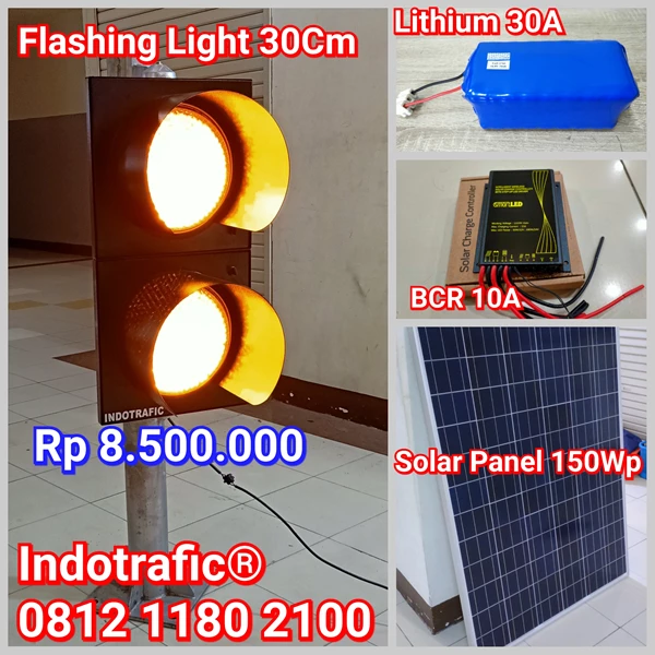 Lampu Traffic Light Solar Cell Lithium Tanpa Tiang