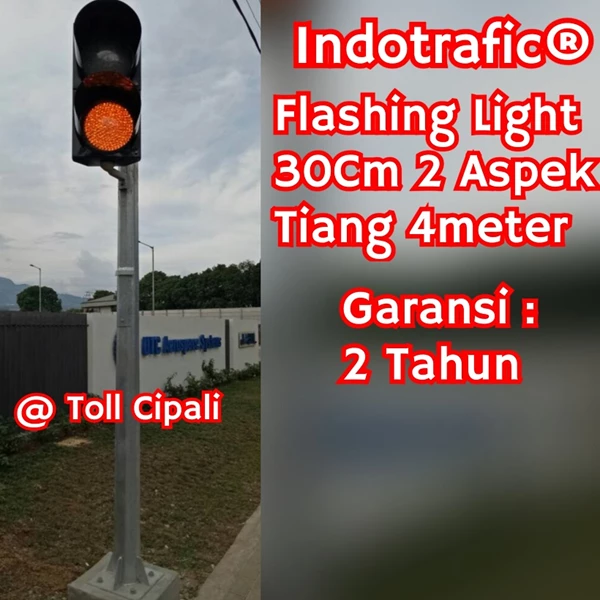 Lampu Traffic Light Flashing 30cm Plus Tiang 4meter